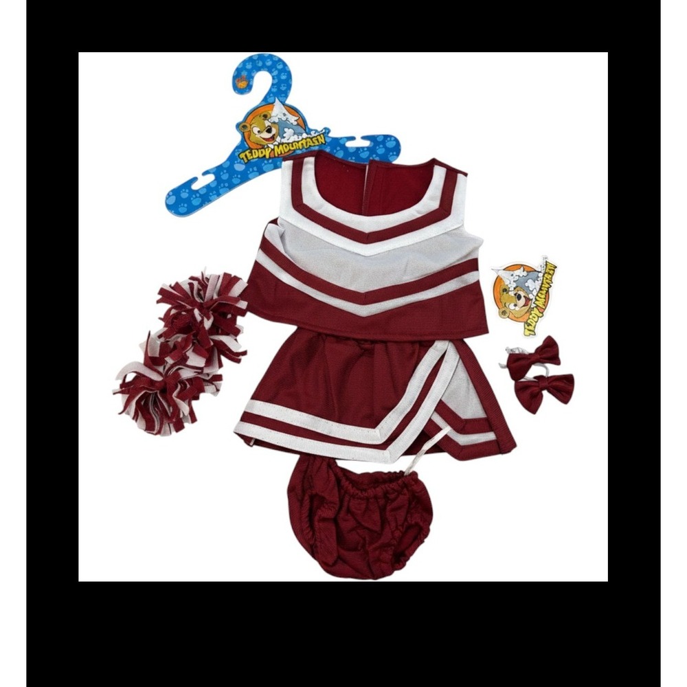 Teddy Mountain Maroon White Cheerleader Outfit for 16 inch Plush Stuffed Animals
